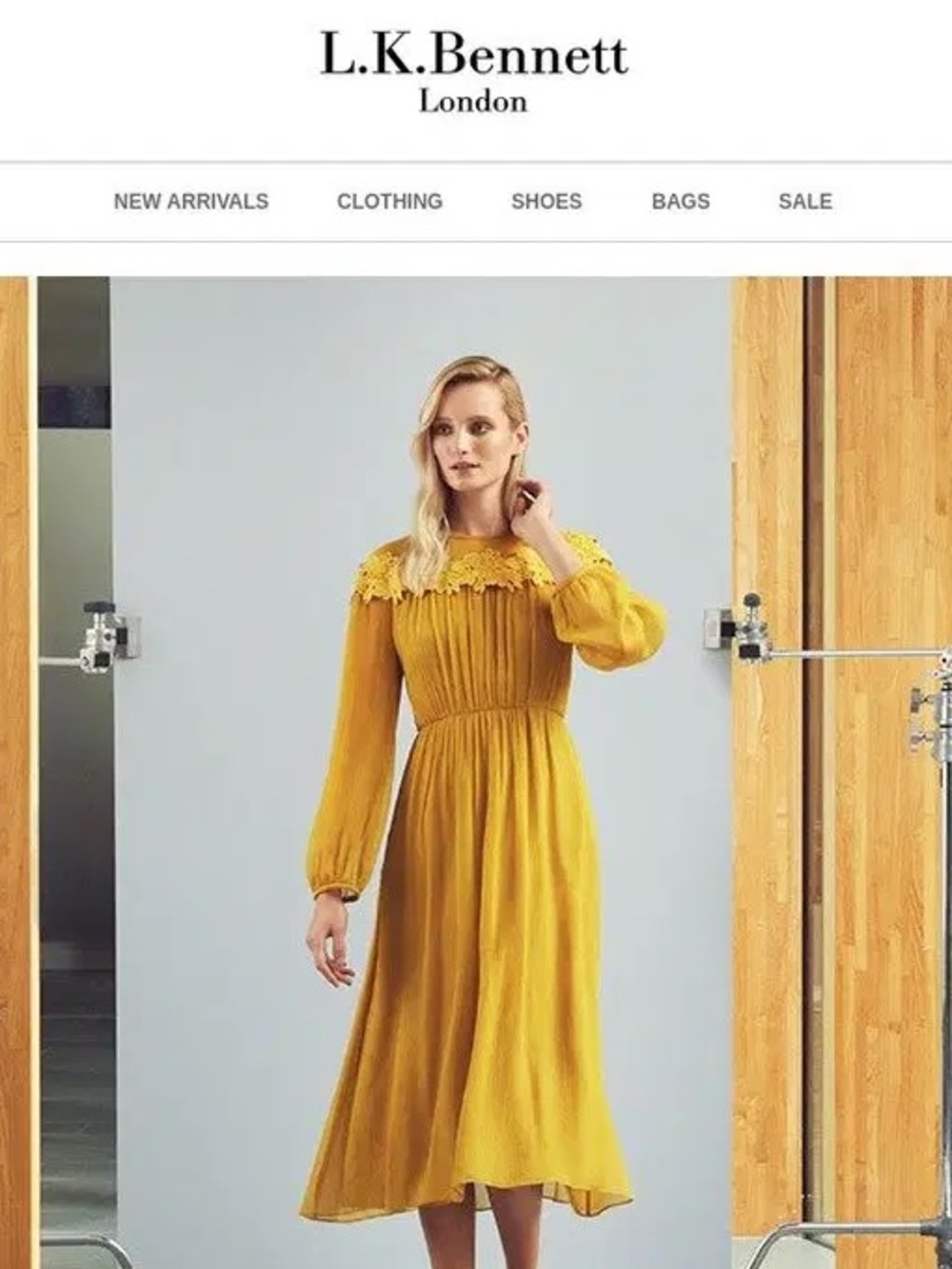 NWT L.K. Bennett / Isabel Silk Dress yellow silk floral midi dress 4